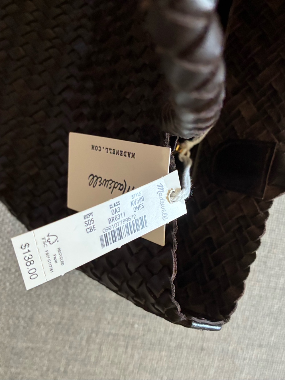 Madewell Woven Leather Tote Bag - chocolate brown - Picture 3 of 6